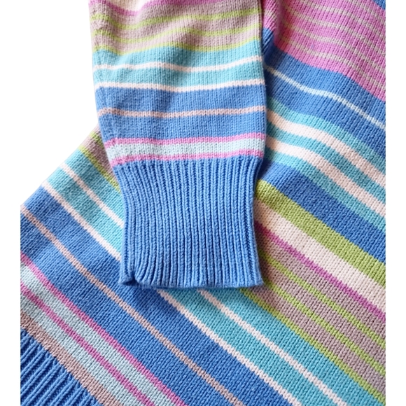 Vintage 90s V Neck Pastel Striped Spring Sweater Size Xl Coastal Grandmother - Picture 5 of 6